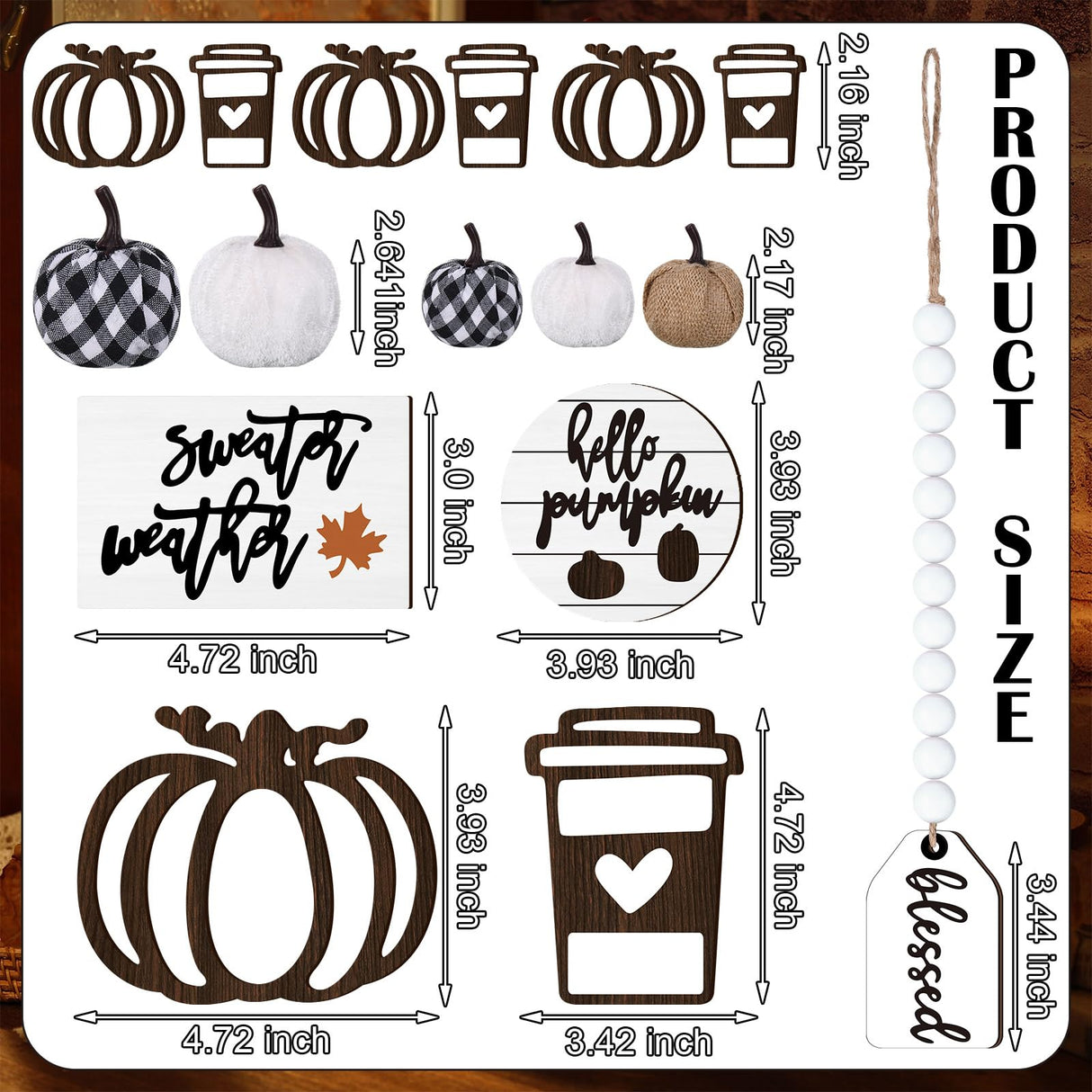 FairySandy 19 PCS Rustic Fall Tiered Tray Decor Fall Farmhouse Home Decor Set Fall Wood Tray Decor Rustic Autumn Pumpkin Tiered Tray Decorative Fall Tray Sign for Tabletop Kitchen Office Decorations FairySandy