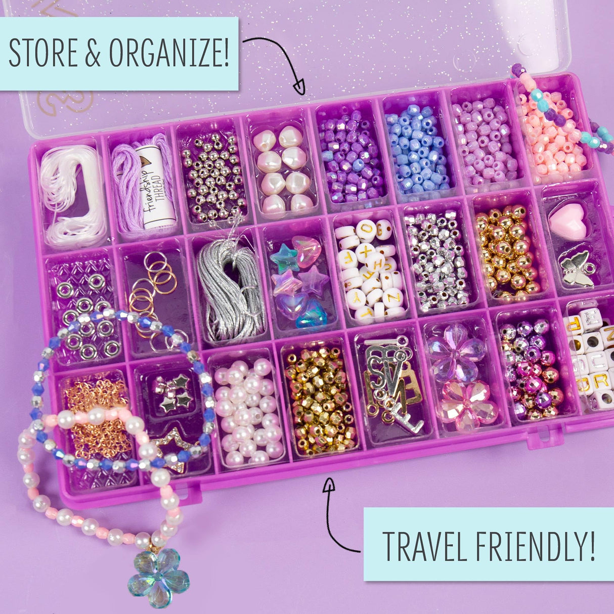 STMT D.I.Y. Glitz ‘N Disco Jewelry Case, Makes Over 15 Accessories, Includes Disco Beads for Bracelets, Charms & Storage, Bracelet Making Kit, Great Gifts for Girls, Jewelry Making Kit for Girls 8-12 STMT