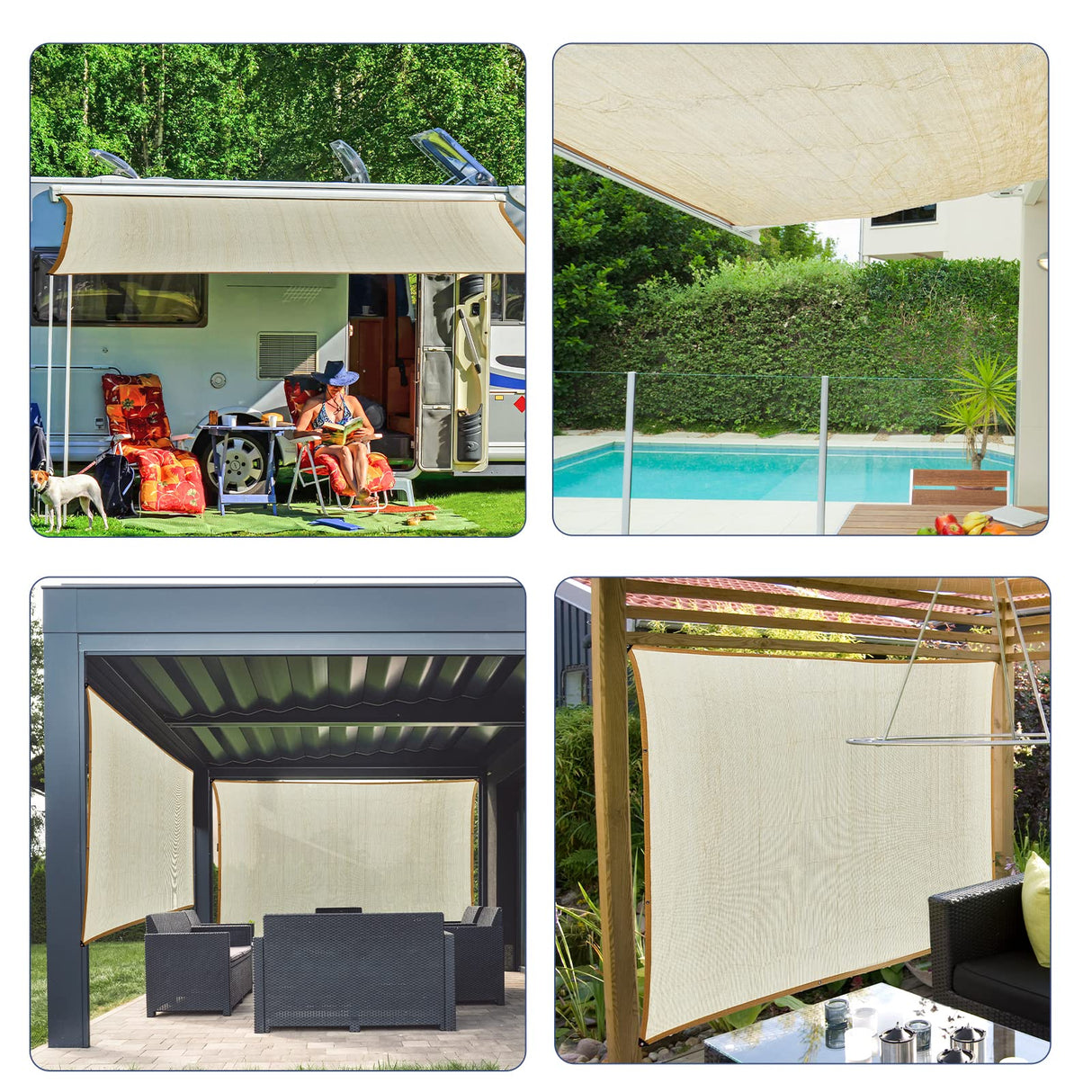 JXXXN 90% Shade Fabric Sun Shade Cloth, 10 x 20' Beige Shade Cloth with Grommets for Garden, Outdoor Patio, Pergola, Deck JXXXN