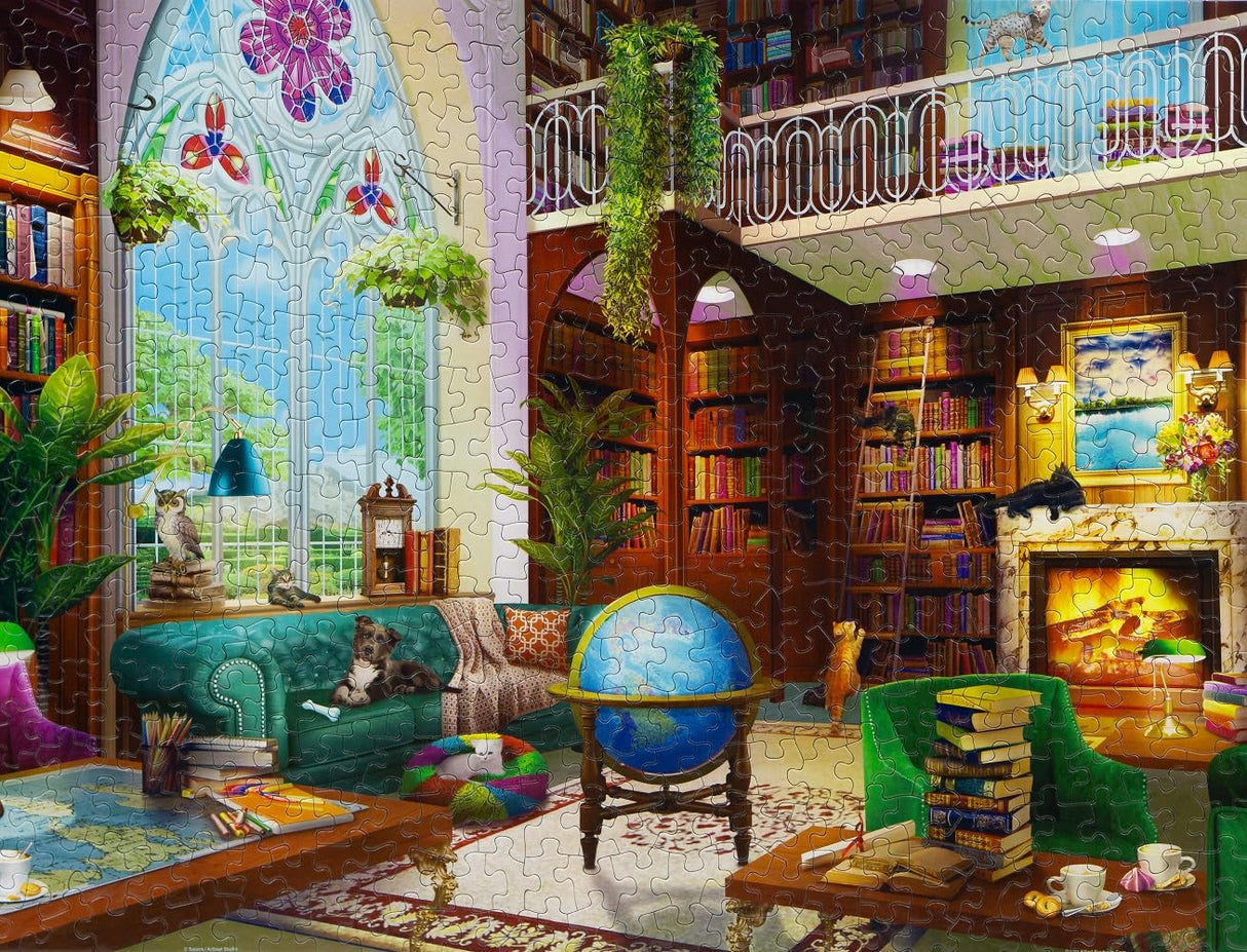 Springbok The Library 500 Piece Jigsaw Puzzle for Adults - Cozy Library for Booklovers - Unique Cut and Perfectly Fit Pieces - Finished Size 23.5" x 18" Springbok