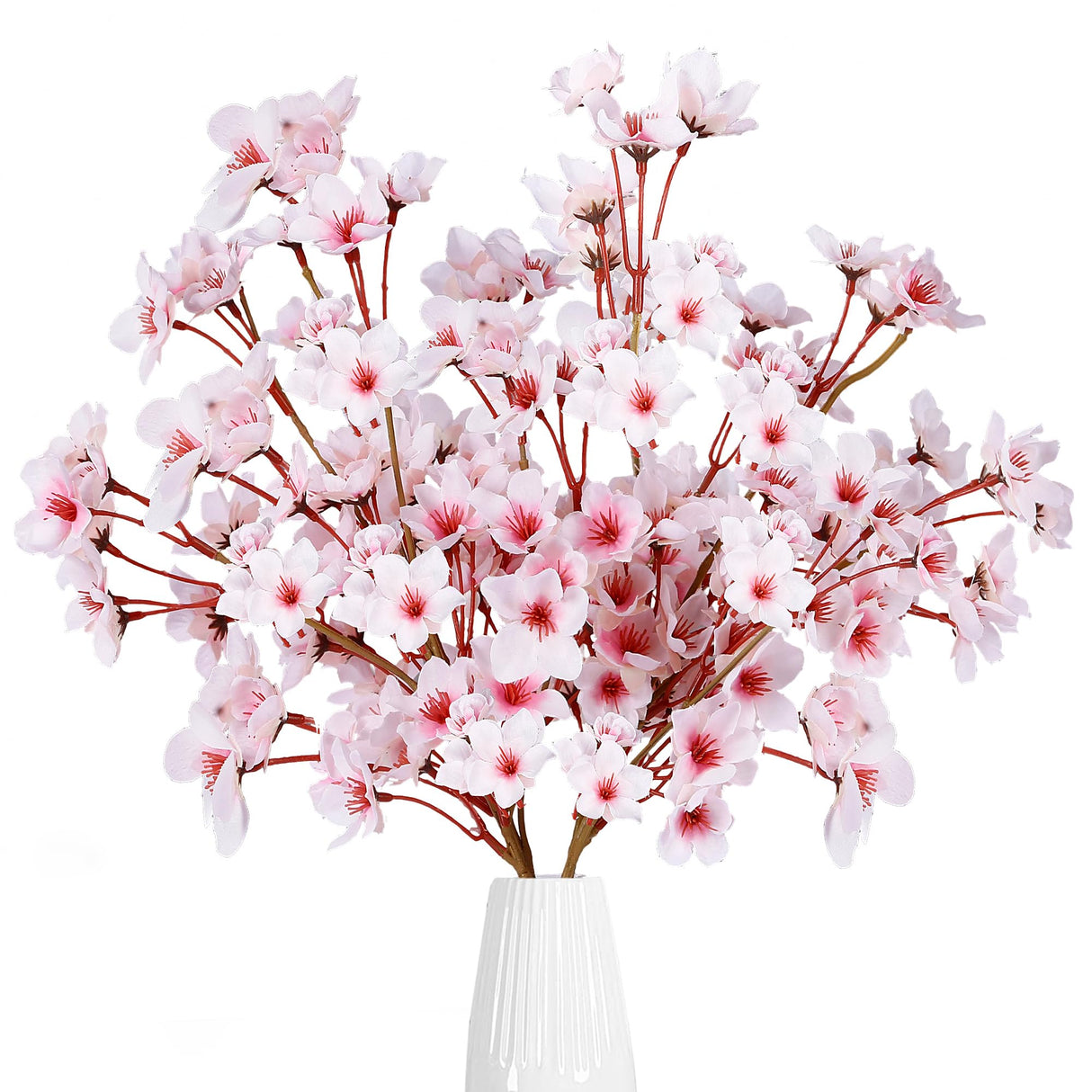 Sggvecsy Artificial Cherry Blossom Flowers 4 Pcs Faux Cherry Blossom Stems Faux Silk Cherry Blossom Branches 15.7’’ Fake Peach Flowers for Vase Arrangements Home Wedding Table Decor (Pink) Sggvecsy