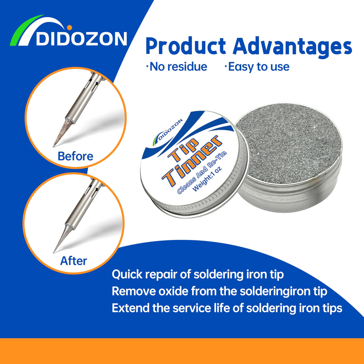 Tip Tinner, Soldering Iron Tip Cleaner and Re-Tinning Solution, 1 pcs, 1 oz DIDOZON