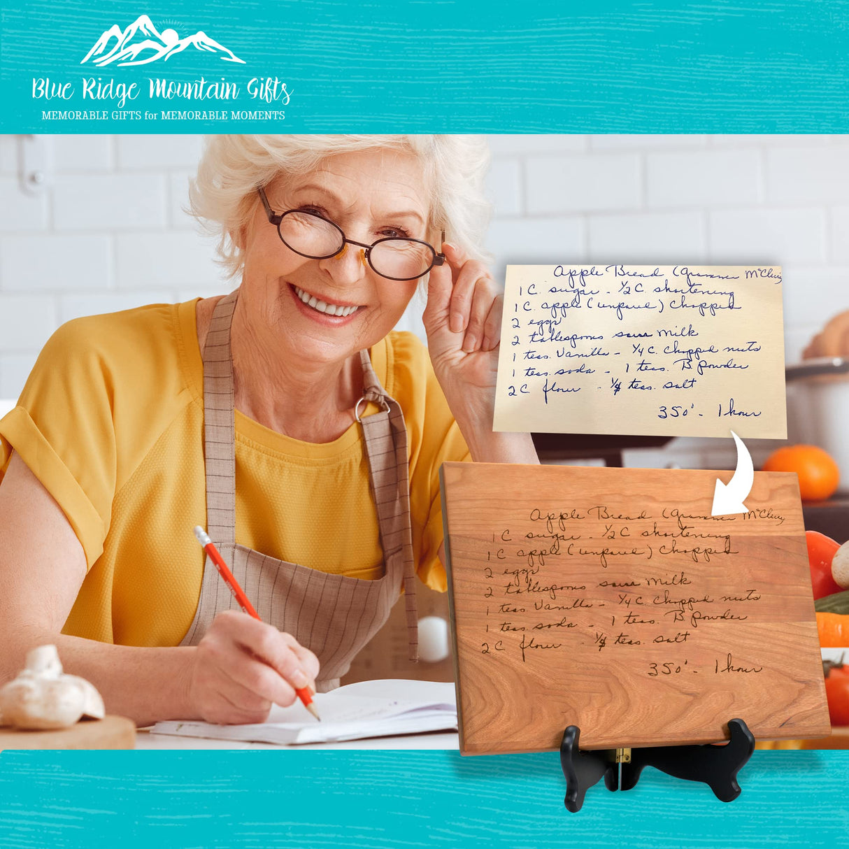 Blue Ridge Mountain Gifts Personalized Laser Engraved Recipe Cutting Board - Wood Cutting Board - Custom Gift for Dad - Great as Wedding Gifts, Blue Ridge Mountain Gifts