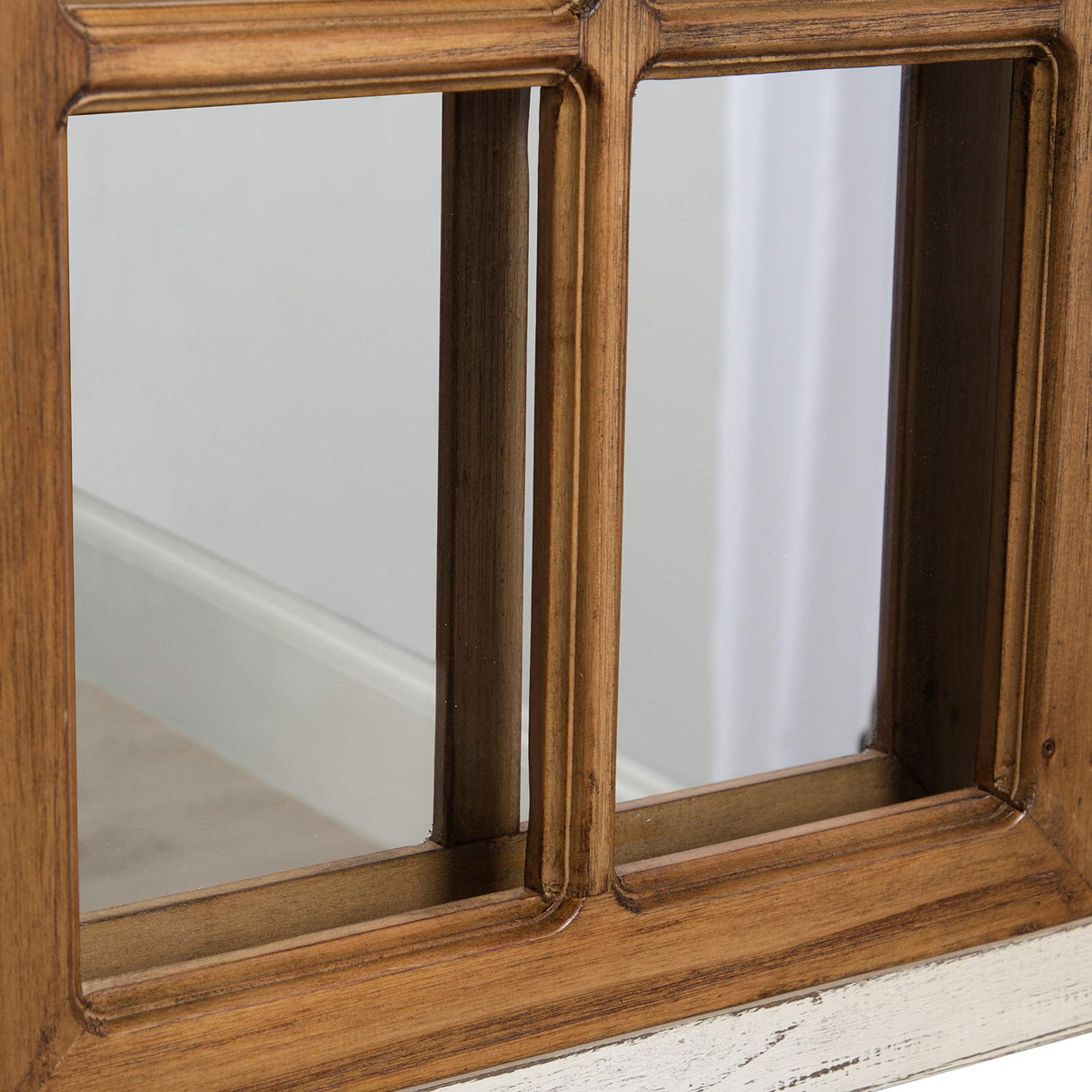 Kate and Laurel Boldmere Large Traditional Wood Windowpane Arch Mirror, 28x44, Rustic Brown and White Kate and Laurel