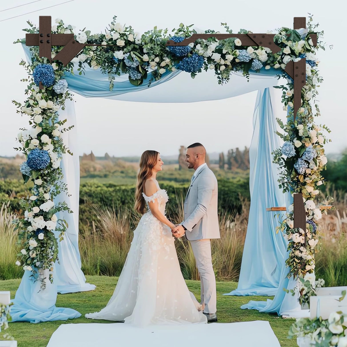 Wooden Wedding Arch, Wooden Arch 7.48FT Wood Arch Backdrop Stand Square Arch Wedding Arbor Wedding Arches for Ceremony Wood Arch Frame Kapaga