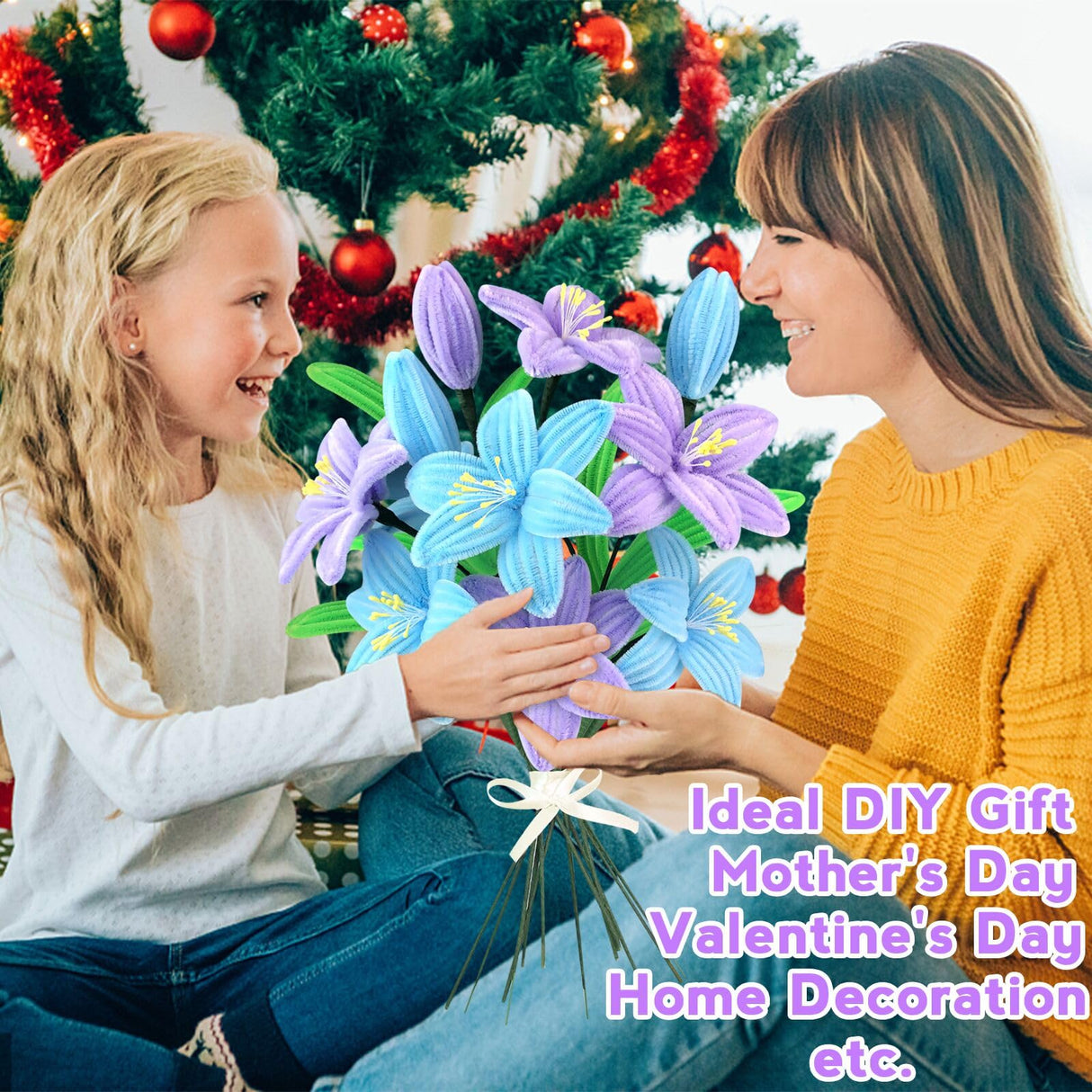 ZEIZHUBN 300 Pieces Pipe Cleaners, Pipe Cleaners Flower Bouquet Kit, Flower Making Kit with Floral Wires Tape, Art and Craft Supplies Projects DIY Decoration Holiday Party Birthday Gifts ZEIZHUBN