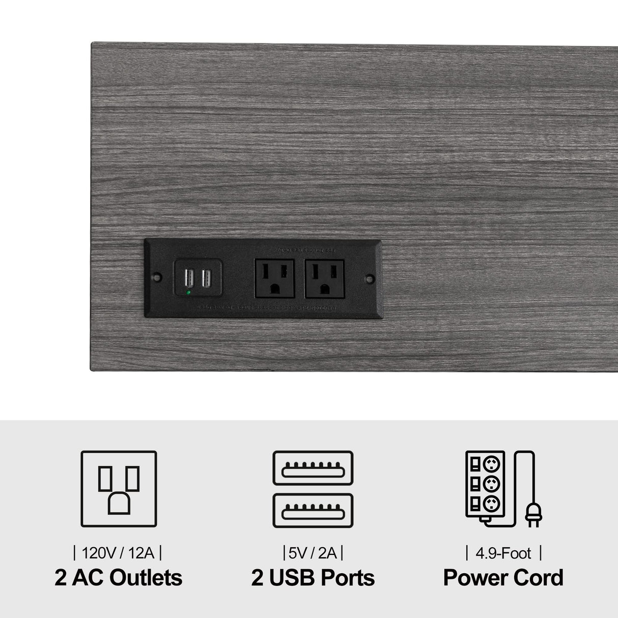 Forevich Console Table Sofa Entryway Couch Table with USB Power Outlet for Living Room Hallway Mesh Shelf 47 Inch Grey Oak Forevich