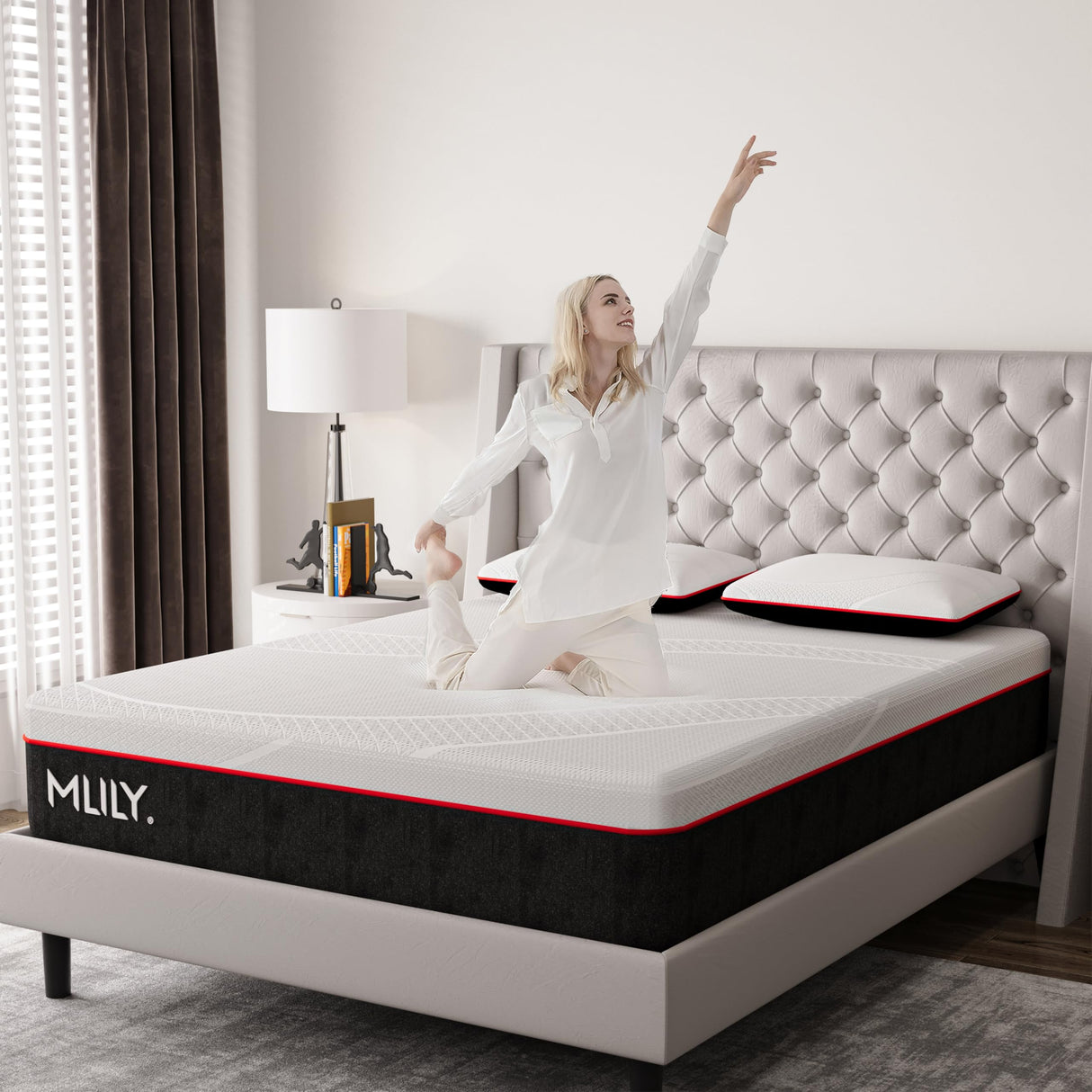 MLILY California King Mattress Bed Mattress, Manchester United 10 Inch Memory Foam Mattress, Cool Sleep & Pressure Relief, Made in USA, White MLILY