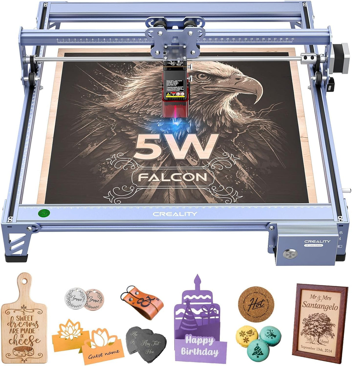 5W Laser Engraver, 72w Laser Cutter Engraving Machine for Beginners, 0.06mm Laser Spot Higher Accuracy Laser Engraving Machine for Wood Metal Leather Glass Acrylic CREALITY FALCON