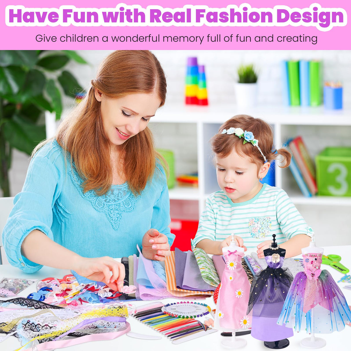 700+Pcs Fashion Designer Kit for Girls - Sewing Kit Arts and Crafts Set for Kids Ages 8-12 with 5 Mannequins & Instruction DIY Doll Clothes Making Learn to Sew Toys for Girls Christmas Birthday Gift nasominako