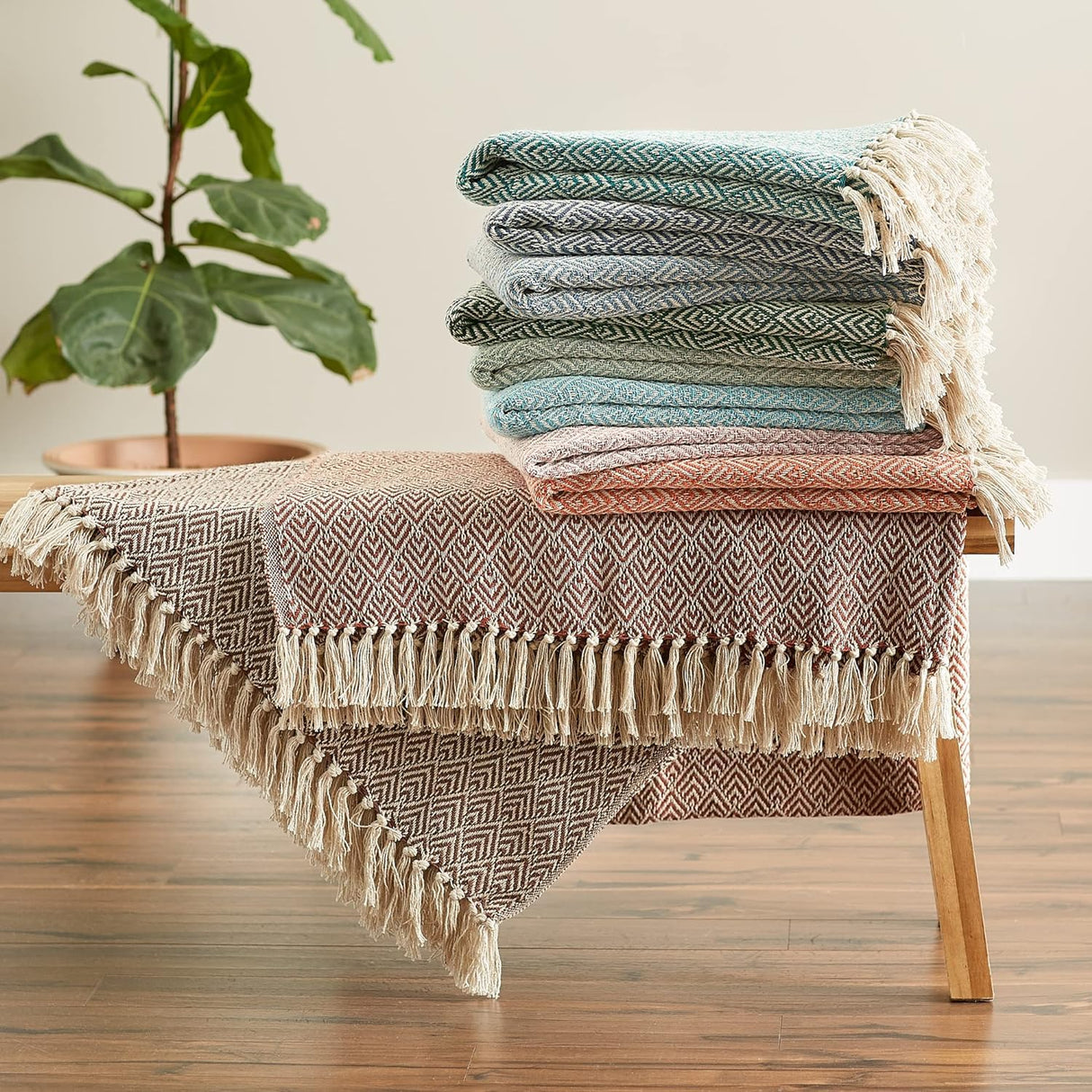 DII Diamond Throw Collection Cotton Woven, 50x60, Gray DII