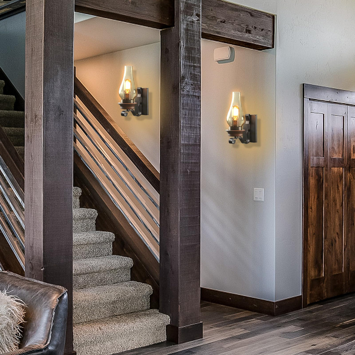 LightInTheBox Rustic Wall Sconce Vintage Farmhouse Wall Light Fixtures Industrial Glass Wall Lamp for Cabin Bedroom Living Room Hallway Fireplace (2PCS) LightInTheBox