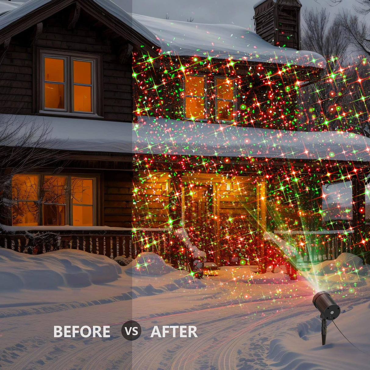 Christmas Projector Lights Outdoor, BLOFUN Red and Green Starlight Projection Light, 3 Modes with Remote Control, Halloween, Christmas, Party, New Year Decoration Waterproof and Frostproof BLOFUN