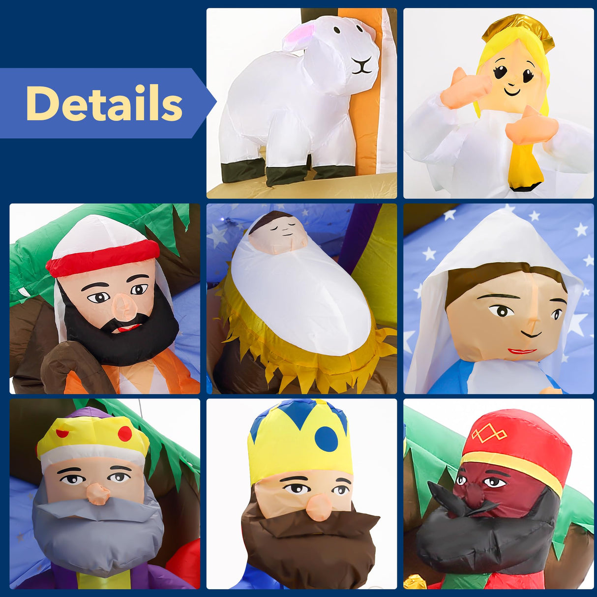 8.5 FT Christmas Inflatables Nativity Scene Outdoor Decorations, Christmas Blow Up Yard Decorations Nativity Sets for Garden Lawn Xmas Decor ZPISF