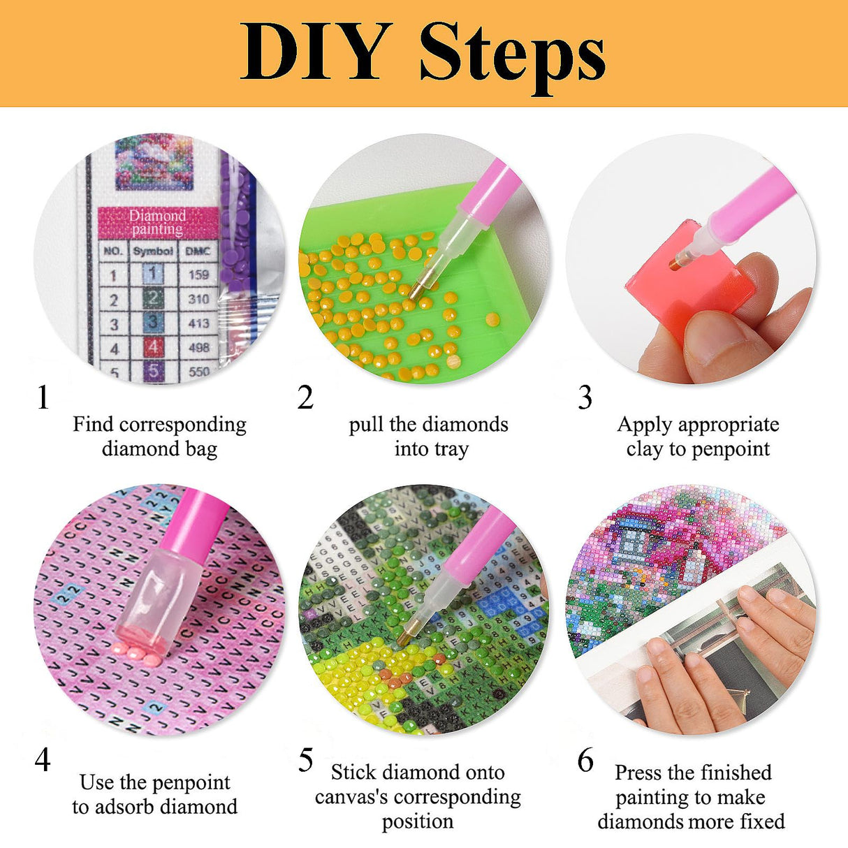 Mowana Diamond Art Kits for Adults - 6 Pack Animals Cat Dog Lion Elephant Deer Cow Diamond Painting Kits for Beginners, 5D DIY Full Drill Gem Art Painting for Home Wall Decor and Gifts 12x16inch Mowana