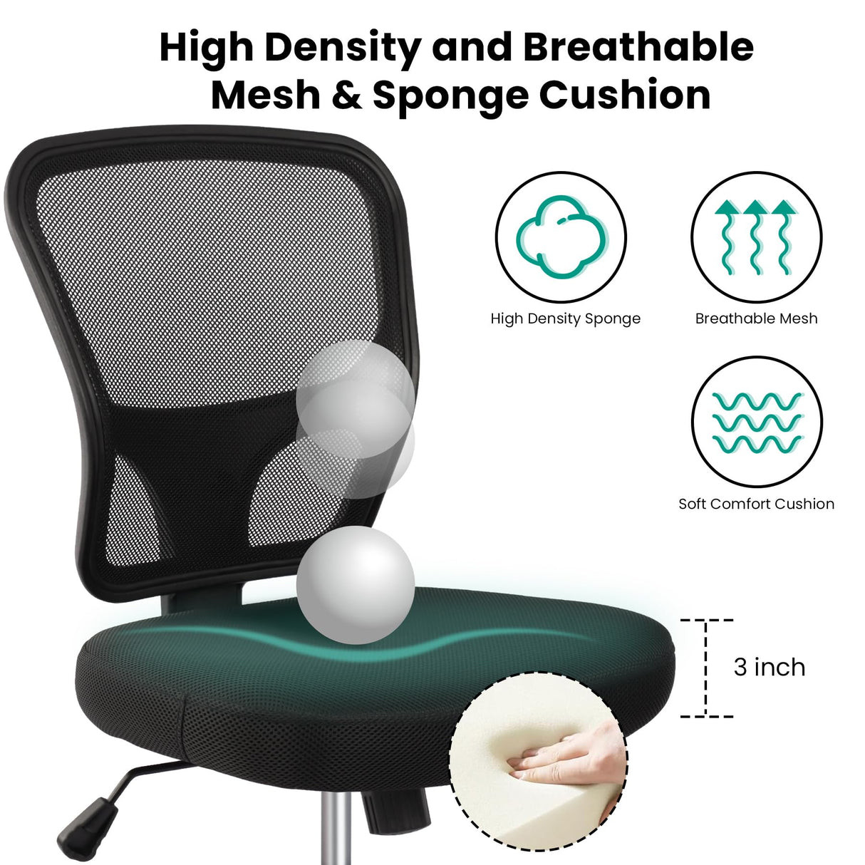 Armless Drafting Chair Tall Office Chair Adjustable Height High Back Ergonomic Desk Chair Drafting Stool Rolling Bar Stools Chairs with Footrest and Wheels HYLONE