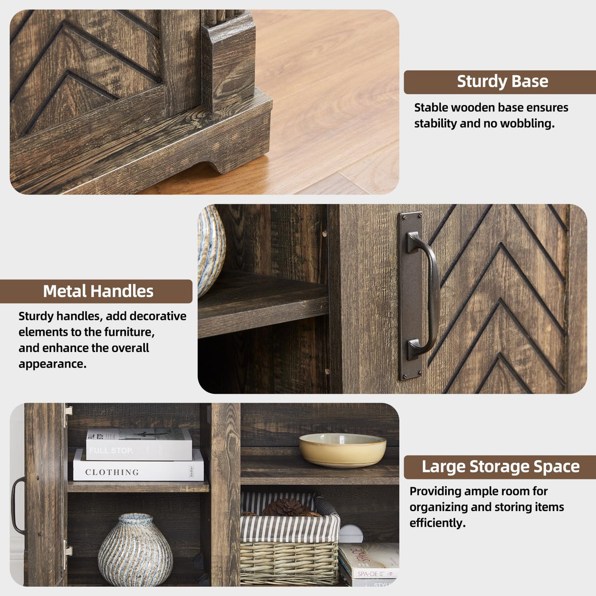 Minifeel Farmhouse TV Stand for 65+ Inch TV, 25" Tall Entertainment Center with Barn Door, Rustic TV Stands for Bedroom with Adjustable Shelf, Wooden TV Consoles for Living Room, Dark Rustic Oak Minifeel