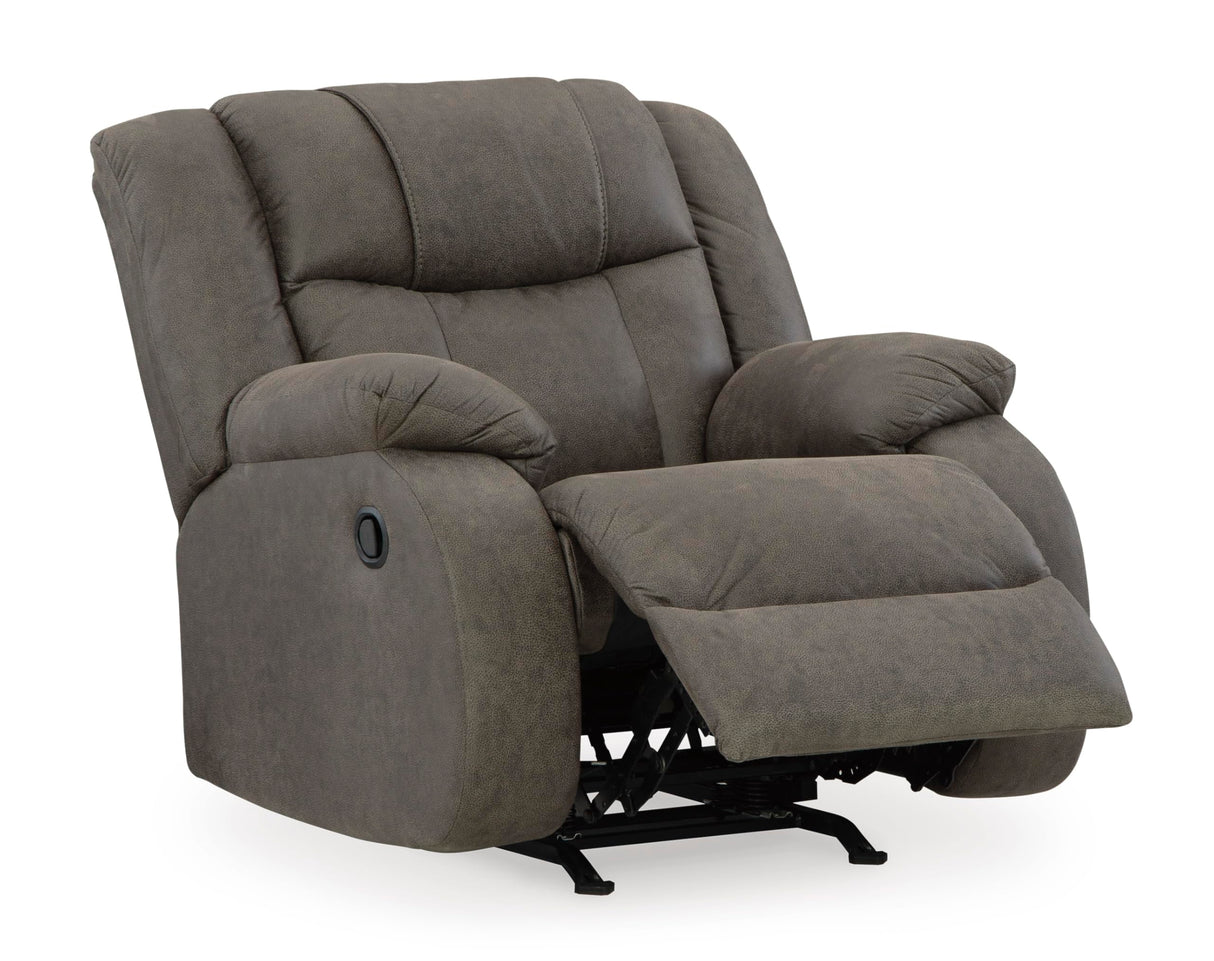Signature Design by Ashley First Base Modern Faux Leather Rocker Recliner, Gray Signature Design by Ashley