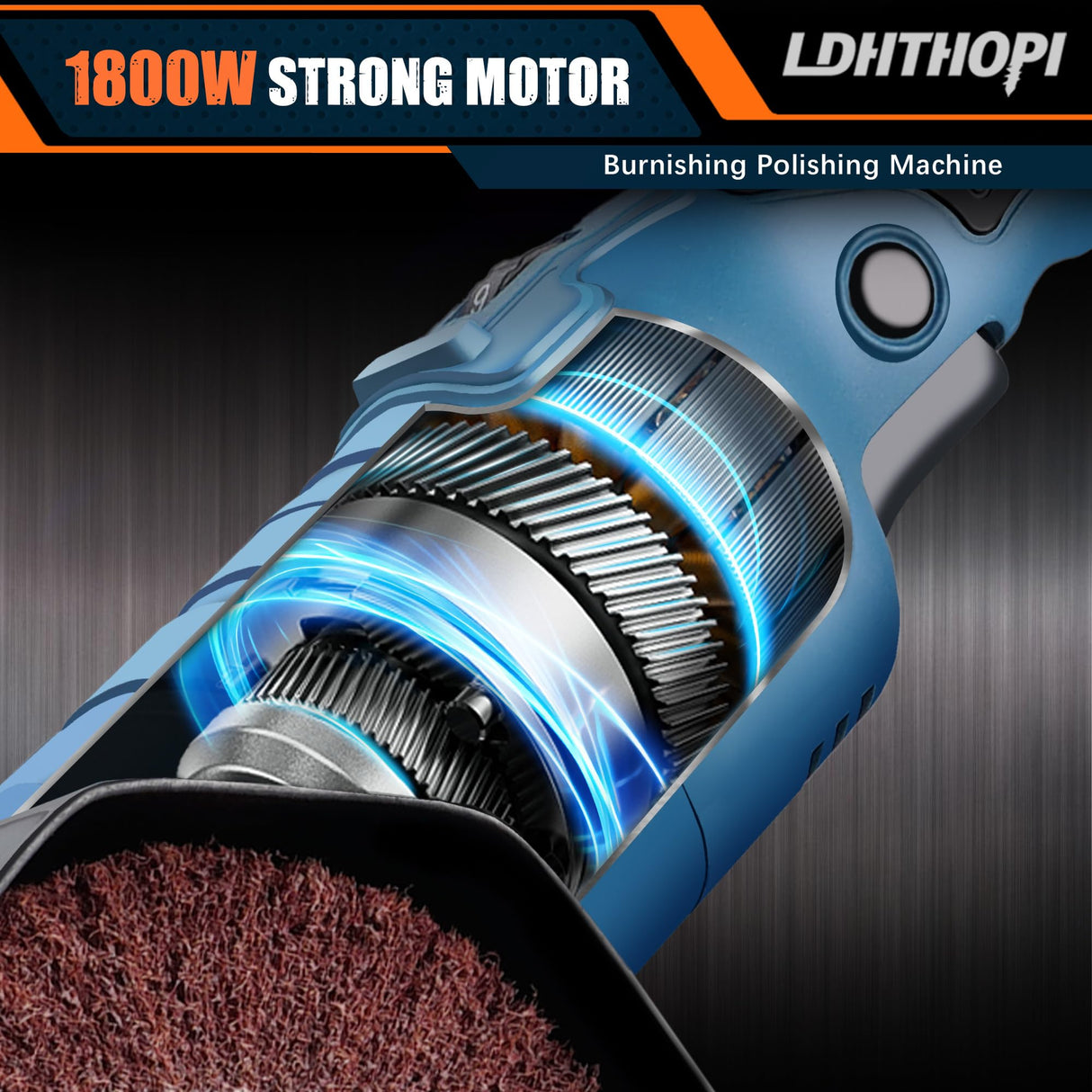 LDHTHOPI 1800W Burnishing Polishing Machine, 110V Handheld Electric Stainless Steel Polisher, 8 Variable Speed, 3100RPM for Metal, Stainless Steel, Wood LDHTHOPI
