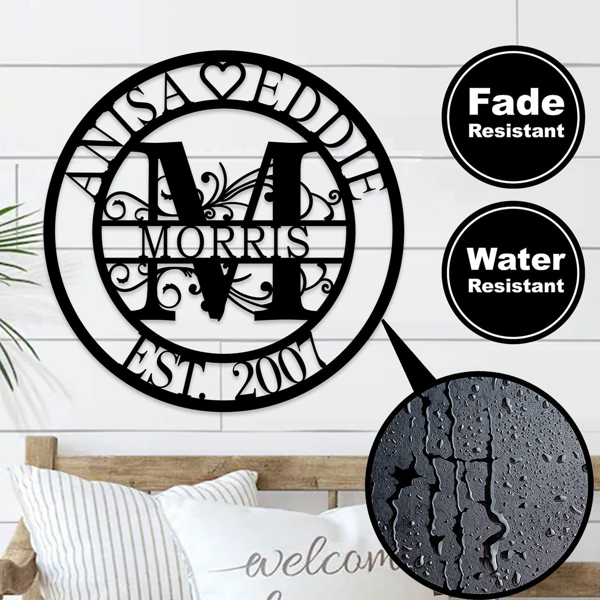 Custom Metal Sign, Metal Name Sign, Metal Wall Art, Monogram Wall Decor, Outdoor Decor Sign, Personalized Family Name Sign, Metal Letters, Wedding, ZLOOREE