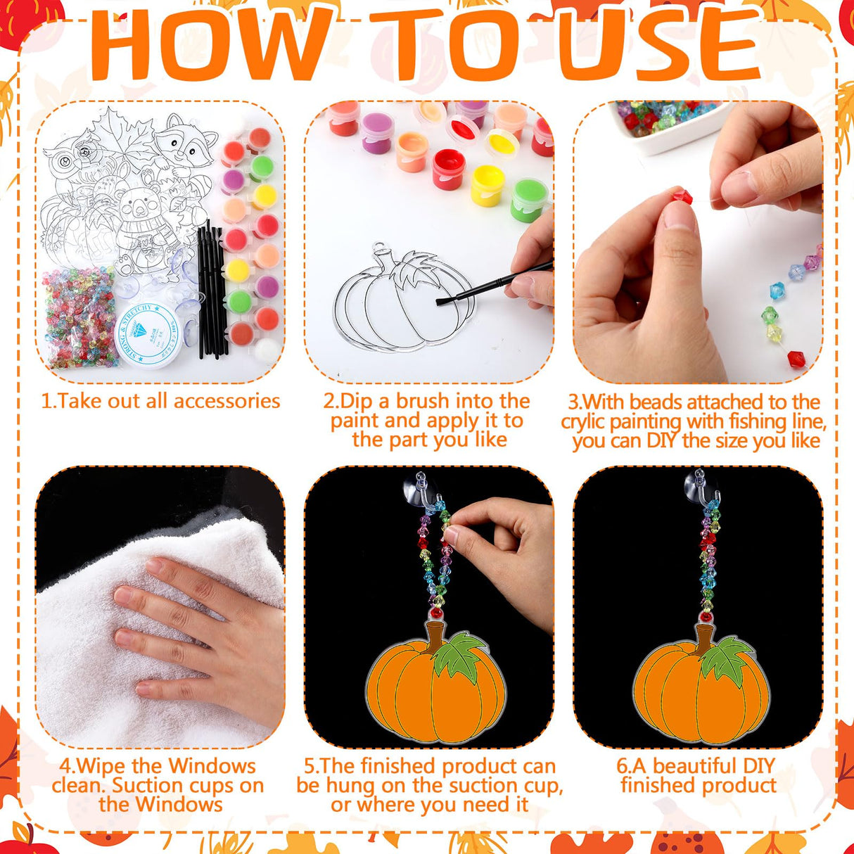 Beeveer 30 Sets Fall Animals Suncatchers Art Kits DIY Thanksgiving Squirrels Owl Suncatcher Crafts Paint Your Own Window Ornaments for Boys Girls Autumn Classroom School Activity Party Favor Beeveer