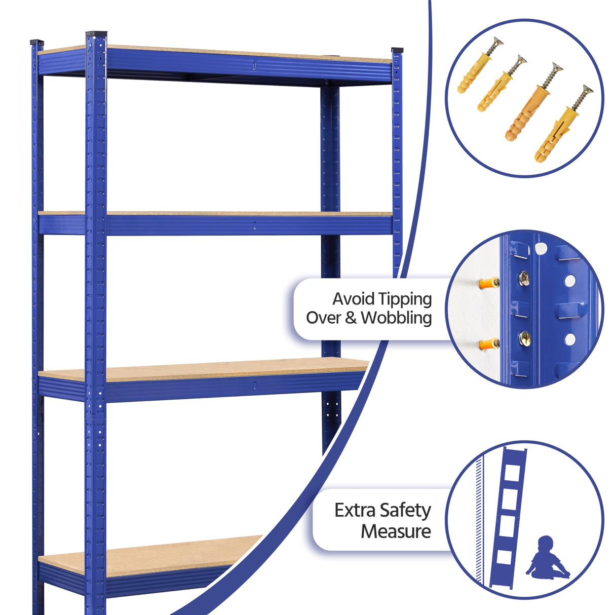 Topeakmart 5-Tier Utility Shelves, Metal Adjustable Garage Shelves Storage Racks Heavy Duty Shed Shelving Unit- Blue, 35.5 x 12 x 71 Inch Topeakmart