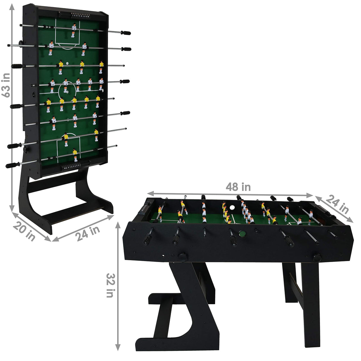 Sunnydaze 48-Inch Indoor Folding Foosball Table - Hollow Metal Rods - Space Saving Design Sunnydaze