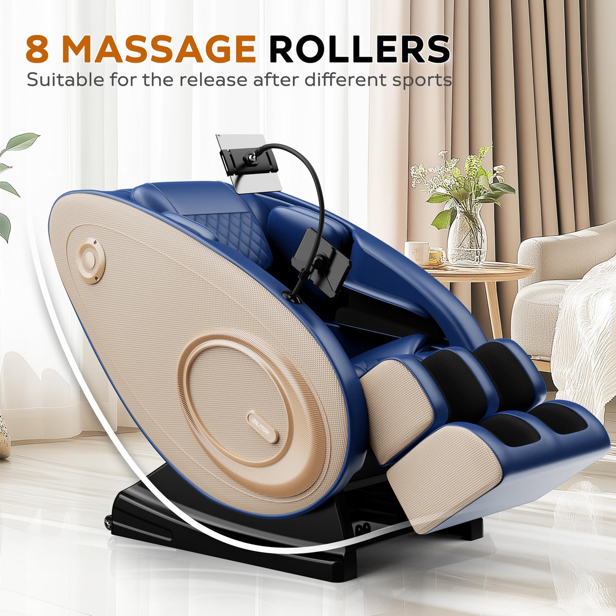 BILITOK Full Body Massage Chair Recliner with Zero Gravity, Heating, Bluetooth Speaker, Air Compression, Blue BILITOK