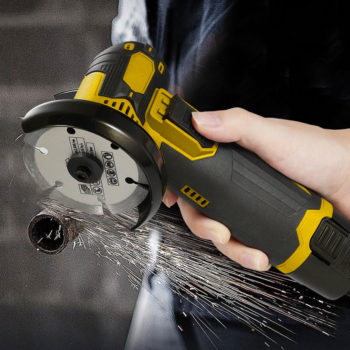 Aumotop Cordless Brushless Angle Grinder Kit, Grinding Disc 3in/76mm, 19500rpm Mini Lightweight Electric Grinding Tool Handheld Cutter with 2 PCS 12V1500mAh Batteries & 6PCS Cutting Discs Aumotop