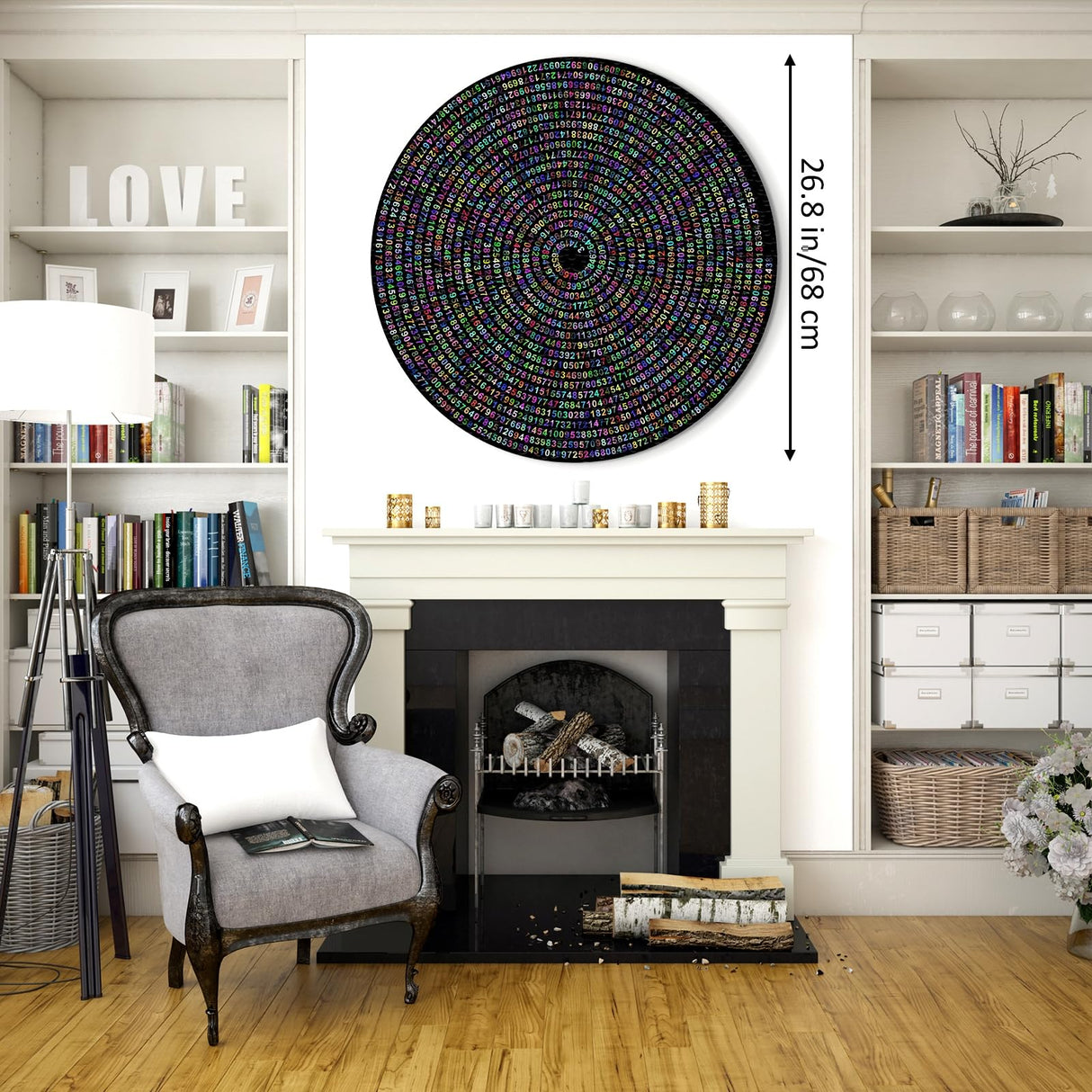 Pi π Day Puzzle for Adults 1000 Pieces, Round Rainbow Jigsaw Puzzle, Hard Impossible Puzzle by Number IdeaBazar