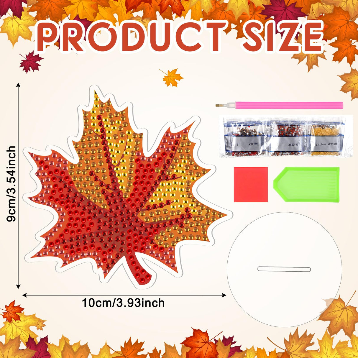 DoubleFill 9 Pcs Luminous Thanksgiving Diamond Painting Tabletop Decor Double Sided Fall Maple Leaf Diamond Art Kits for Adults Glow in The Dark Thanksgiving Centerpieces for Table Desktop DIY Crafts DoubleFill