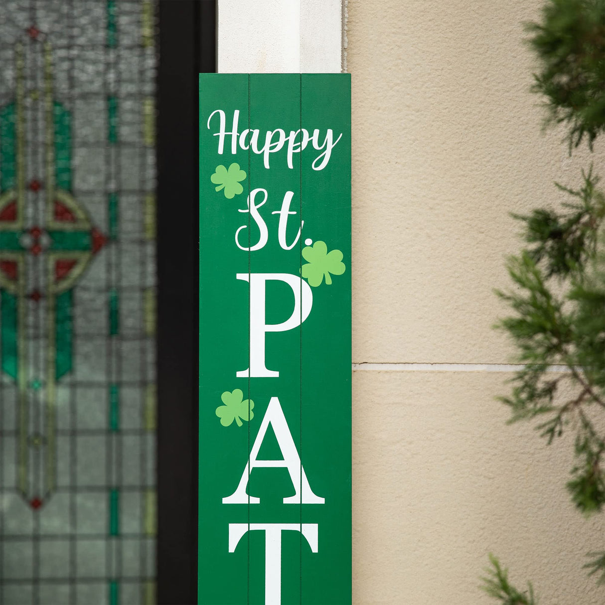 Glitzhome 60"L Wooden St. Patrick's Porch Sign, Happy St Patrick's Day Vertical Porch Decor for Home Front Door Yard Party glitzhome