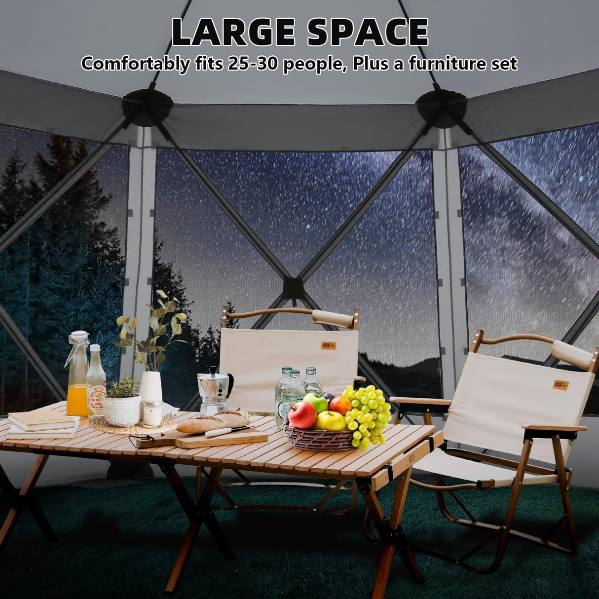 COBIZI Pop Up Gazebo Screen Tent Screen House for Camping, 15x15 Screen Room with Mosquito Netting, Hub Tent Instant Screened Canopy with Carrying Bag and Ground Stakes, Gray COBIZI