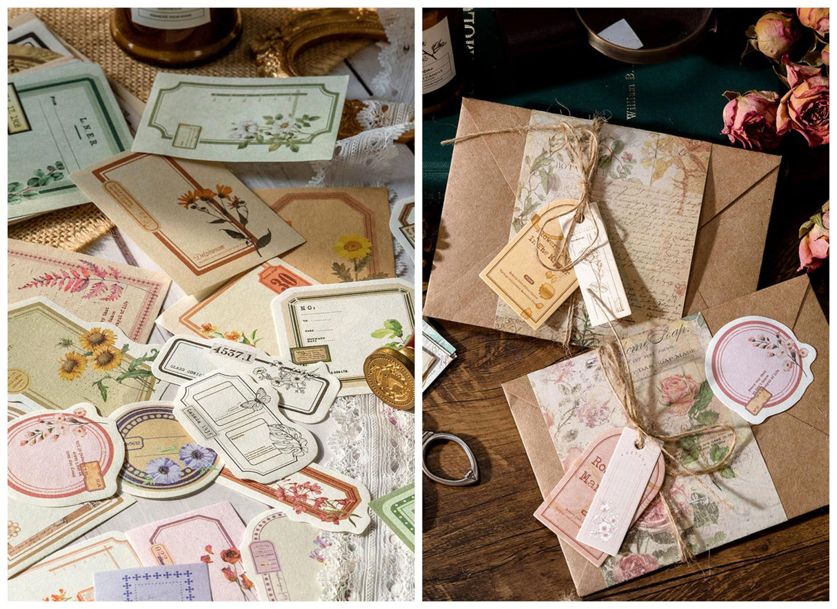 VIVIQUEN 400 Sheets Vintage Textured Scrapbook Paper Set – 4 Nature Themes Retro Mixed Special Paper for Scrapbooking Planner Bullet Junk Journal Supplies Collage Card Embellishment VIVIQUEN