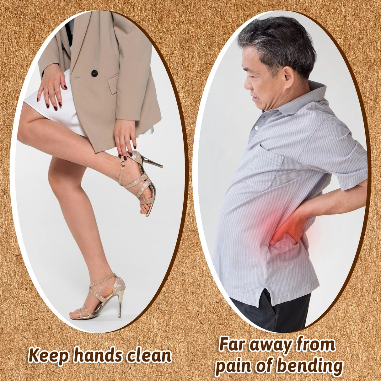 Piriuuo Wood Shoehorn, 6" Short Handle Shoe Horn with Leather Lanyard Non Slip Shoe Lifter Lazy Shoes Aid Tool Easy Wear Helper Shoehorns for Seniors Pregnancy Men Women Kids Piriuuo