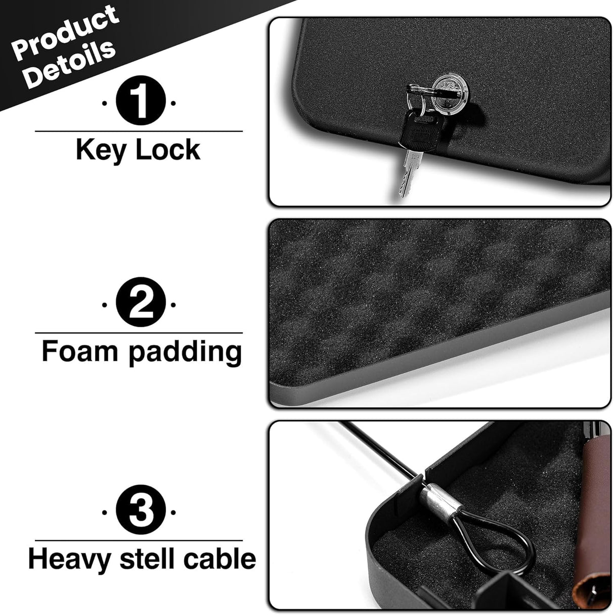 Sgorlds Gun Safe for Pistol Small Portable Handgun Lock Box with Handbag, Pistol Safe Handgun Safe for Car, Home, Travel, 9.4" x6.6" x1.8",Black Sgorlds