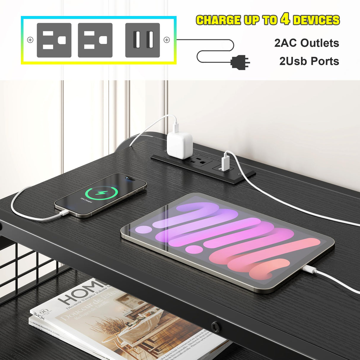 EnHomee Black Dresser with LED Lights & Charging Station,11 Drawers Dresser with 2 Tier Shelves & 4 Hooks, Fabric Dresser for Bedroom, Closet, Living Room, Entryway,Sturdy Frame,Wooden Top EnHomee