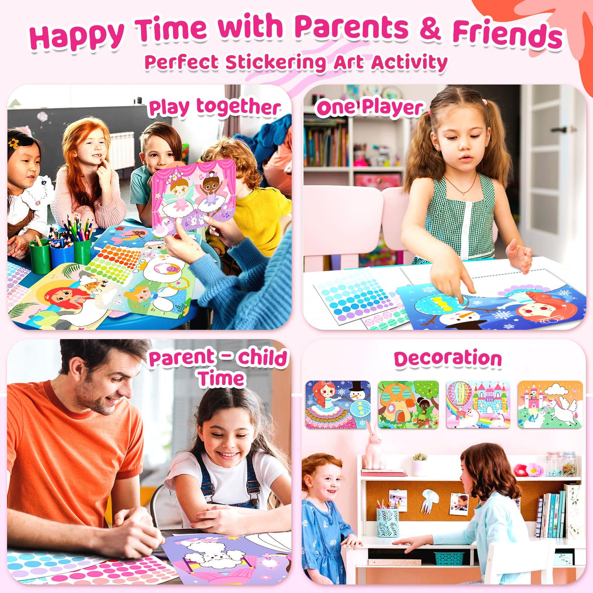 Insnug Dot Sticker Art Kit Activity - Dot It Unicorns & Princesses, No Mess Sticker Art for Toddlers 4-8, DIY Dot Stickers for Kids, Stickers Crafts Valentine Gifts for Boys & Girls Ages 3 4 5 6 7 8+ Insnug