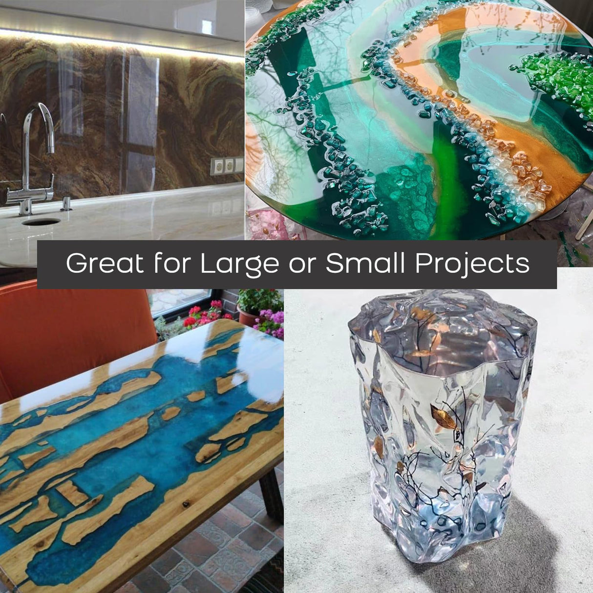 DR. RESIN Epoxy Resin 64oz Kit, Self-Leveling, High Gloss, UV Impact Resistance Epoxy for Table Top Coat, DIY Jewelry Making DR. RESIN