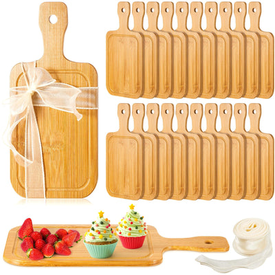 Kigley 20 Pcs Small Bamboo Cutting Board Bulk Wedding Engraved Blanks Board Chopping Board Customized Laser Board for Wedding Housewarming Gift (Bamboo Color,11 x 5.12 Inch)