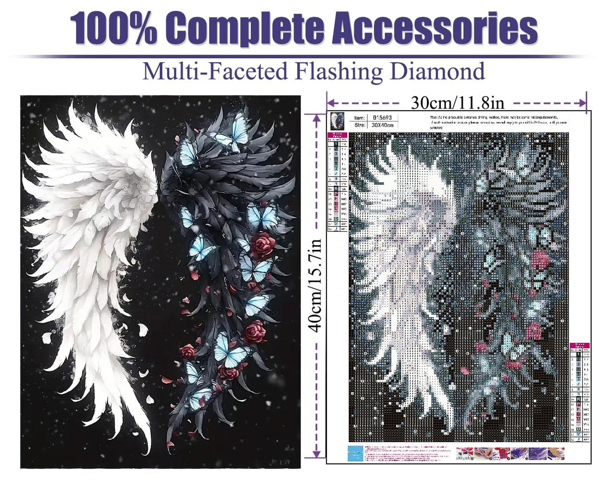 STGLCR 5D Angel Wings Diamond Painting Kits for Adults,Colourful Angel Wings Diamond Art Kits for Adult,DIY Full Drill Diamond Dot Gem Art Kits for Adults Beginners,Wall Home Decor 12 X 16inch STGLCR