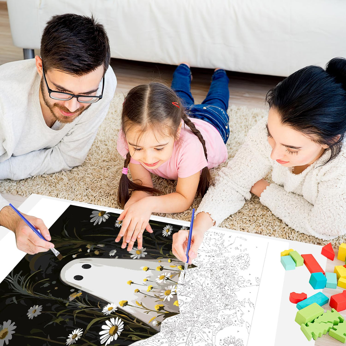 NPCSWXQ Paint by Numbers Kit for Adults Beginners, Ghost Floral Painting Crafts Number Art Paint Kits for Home Wall Bedroom Study or Office Decor Gift 16x20Inch NPCSWXQ