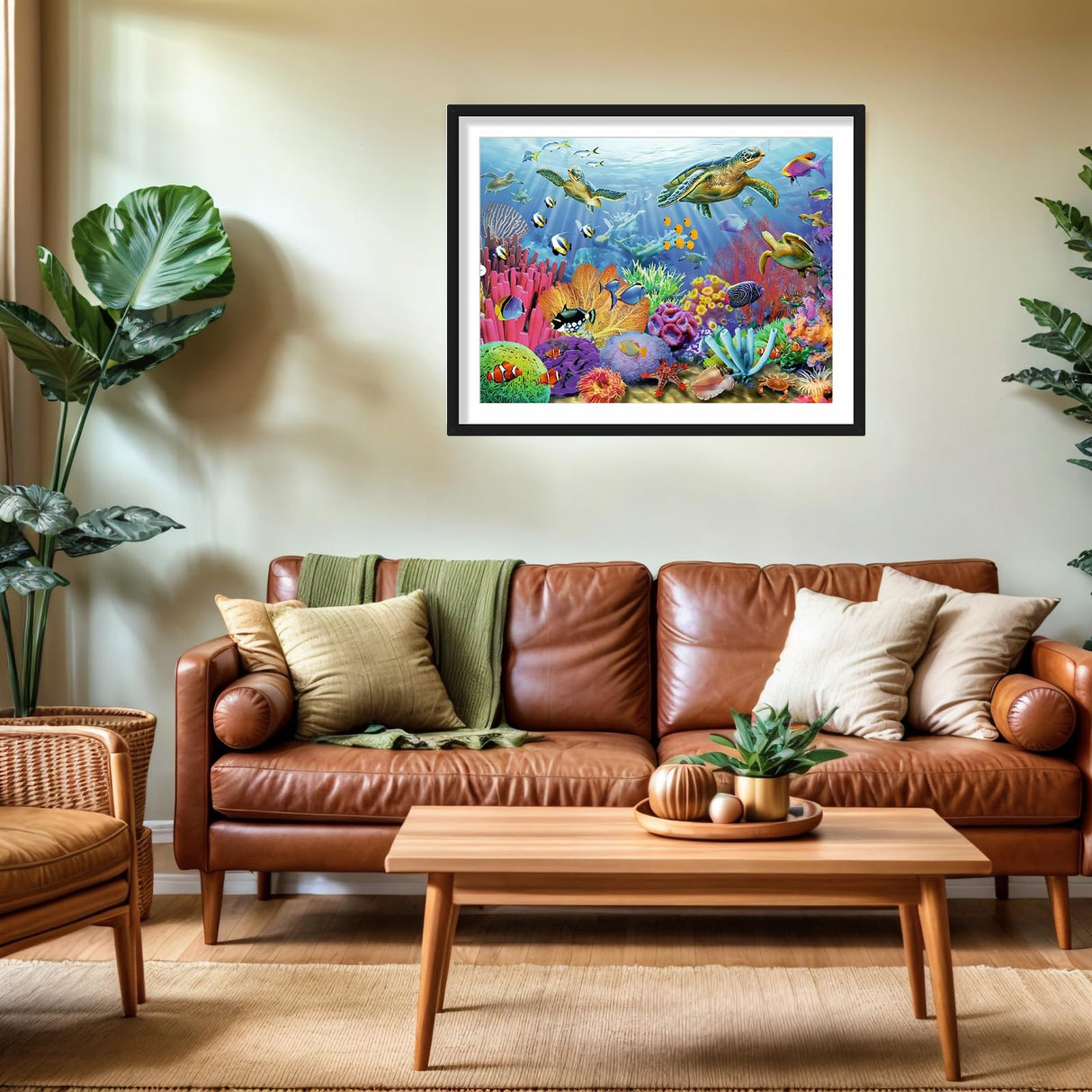 PINFFSHU Sea Turtle Diamond Art Kits for Adults, 5D Animal Diamond Painting Kit for Beginners Round Diamond Dots Full Drill Gem Art, DIY Crafts for Adults Home Wall Sea Turtle Decor Gift 16x12 Inch PINFFSHU