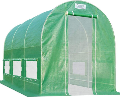 Quictent 12x6.6x6.6FT Fast Setup Greenhouse for Outdoors (QUIC-Install), 20-MIN Tool Free Install Walk-in Galvanized Green House, 6 Screen Window 1 Zipper Screen Door, Green