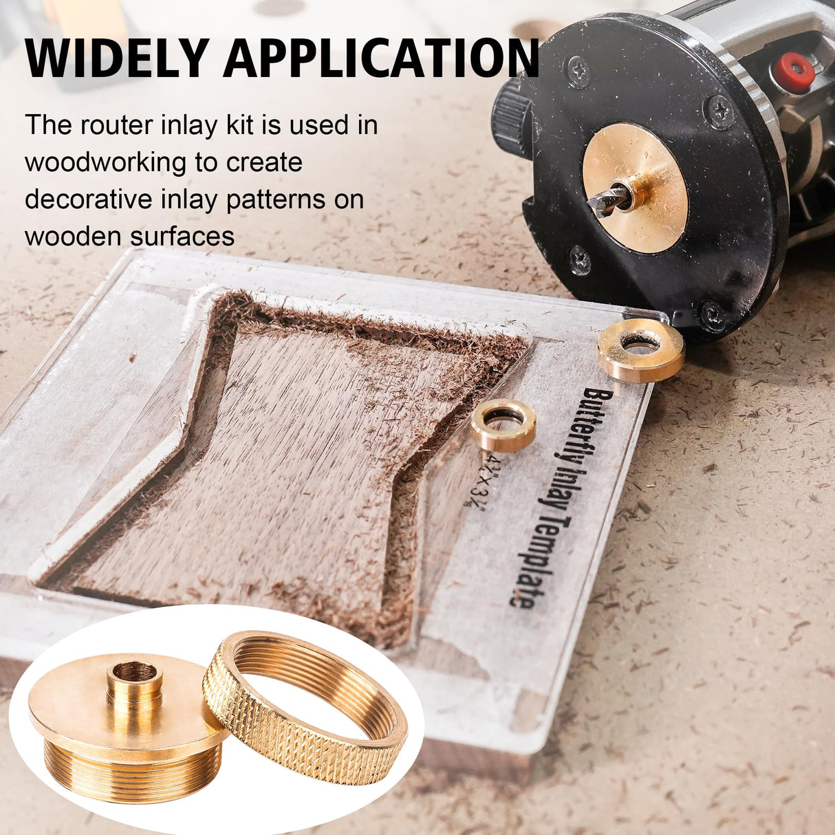 SpeTool Router Bits Solid Brass Router Inlay Kit, Include 1/8" and 1/4 Cutting Diameter with 1/4 Shank Carbide Spiral Upcut Router Bit, Router Bushing Guide Set for Wood SpeTool