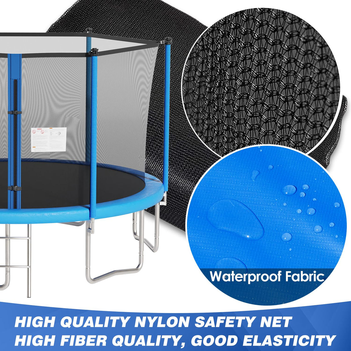 PayLessHere Trampoline 8FT 10FT 12FT 14FT Trampoline with Enclosure ASTM Approved-Combo Bounce Exercise Trampoline PVC Spring Cover Padding for Kids and Adults (Blue, 14FT) PayLessHere