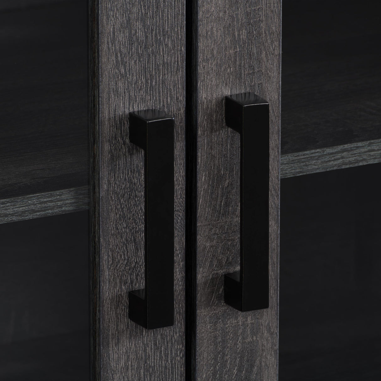 CorLiving Dark Gray Engineered Wood TV Stand w/Glass Cabinets for TVs up to 95" CorLiving