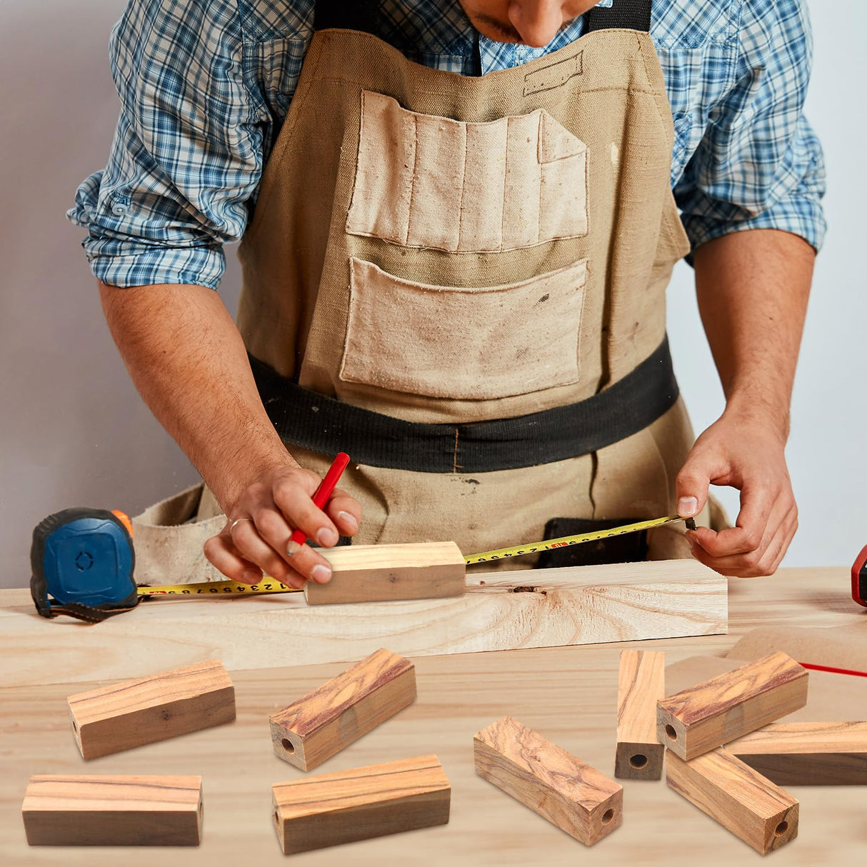 DoubleFill 20 Pcs Pre Drilled 7mm Olive Wood Pen Blanks for Woodturning Pen Turning Kit for Pen Making Supplies DIY Crafts, 2 1/2" x 3/4" x 3/4" DoubleFill