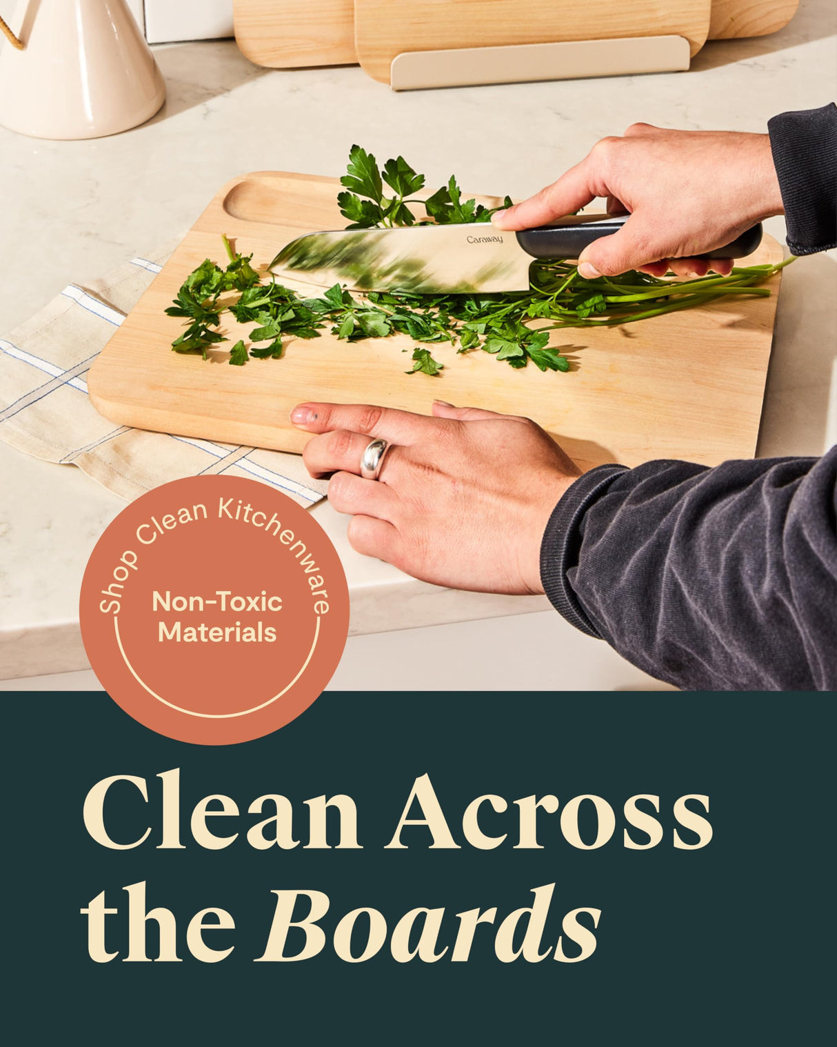 Caraway Cutting Board - Medium (14 x 10”) - Double Sided Wood Cutting Board - Made From FSC-Certified Birch Wood - Food-Safe Mineral Oil & Wax Finish Caraway