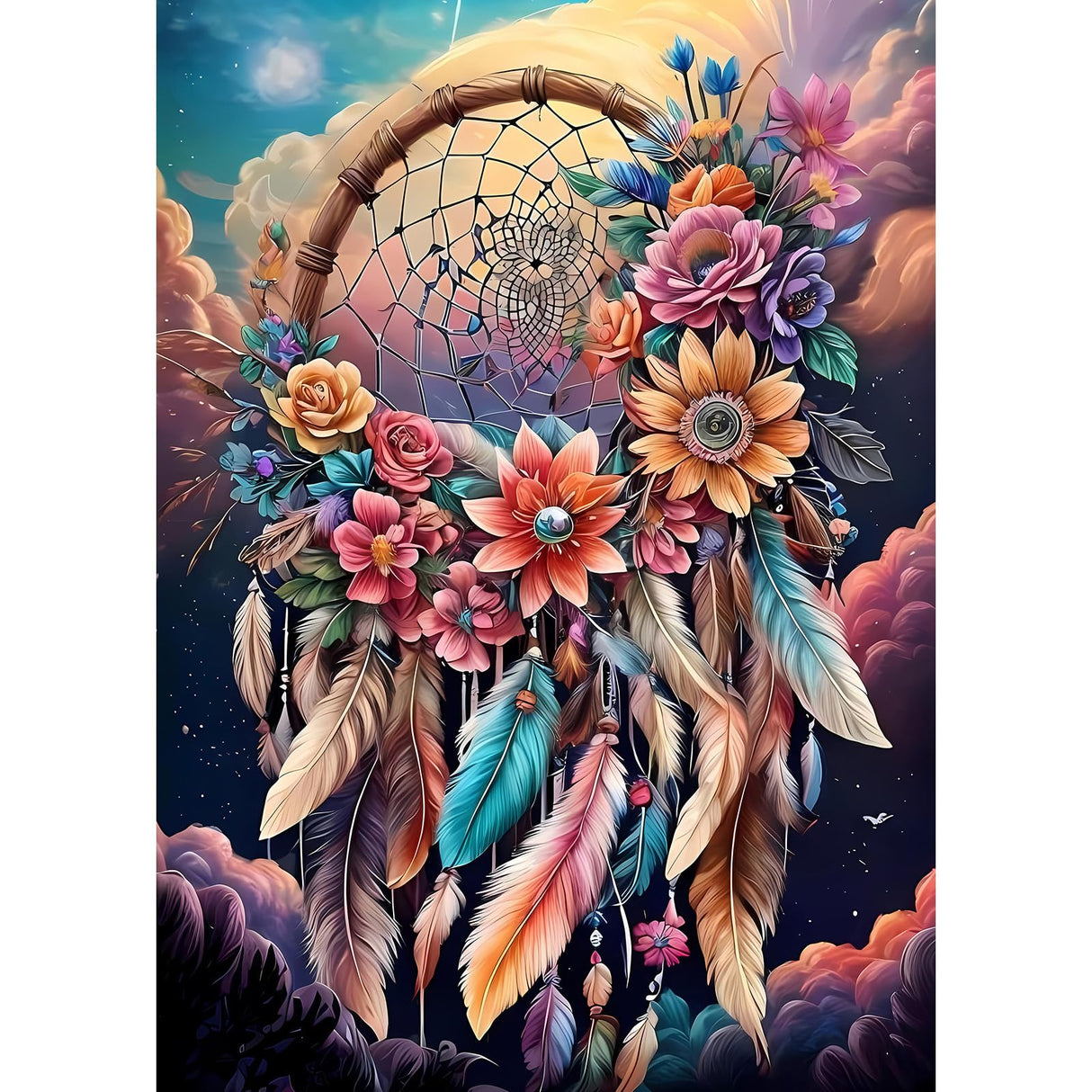 DOMROM Dream Catcher Diamond Painting Kits for Adults,Dream Catcher Full Drill Diamond Dots Painting for Beginners,Round 5D Paint with Diamonds Pictures Gem Art Painting Kits DIY Craft Kit 12x16inch DOMROM